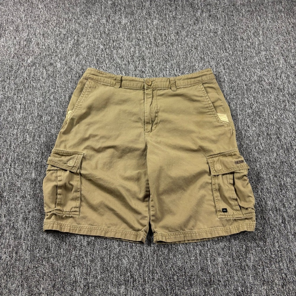 Skater Y2K Baggy Quiksilver Heavyweight Cargo Shorts Tan Size 33